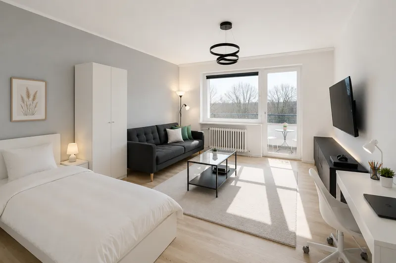 1 Room with Balcony in a High-End Furnished 4-Room Shared Apartment (WG) — photo 1